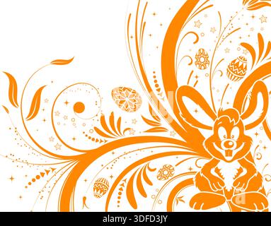Easter background with ornament eggs, rabbit and flower, element for design, vector illustration Stock Vector