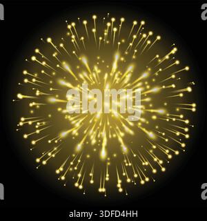 Firework Explosion Isolated on Dark Background Stock Vector