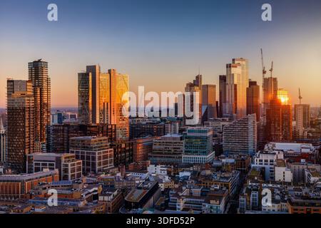Sunrise view of the City of London skyline Stock Photo