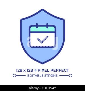 Secure scheduling pixel perfect line color icon Stock Vector