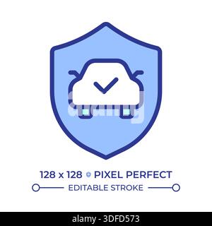 Car insurance pixel perfect line color icon Stock Vector