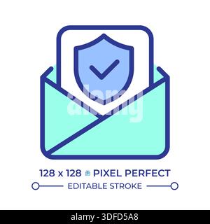 Email security pixel perfect line color icon Stock Vector