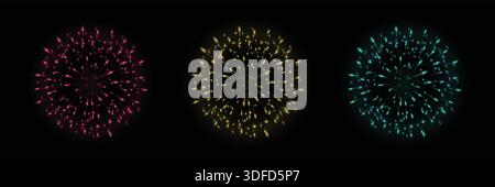 Firework Explosion Isolated on Dark Background Stock Vector