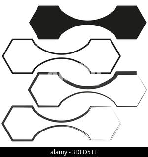 Abstract hexagon shapes. Linked line Vector. Geometric technical element. Simple modern outline. EPS 10. Stock Vector