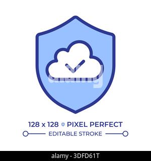 Secure cloud storage pixel perfect line color icon Stock Vector