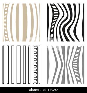 Linear pattern set. Four 4 Vector. Unique stripe textures. Sophisticated graphic collection. EPS 10. Stock Vector