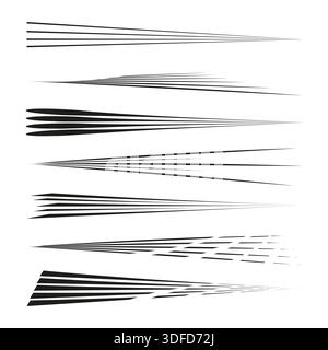 Highly sophisticated linear movement Vector. Extremely dynamic speed lines. Tapered stroke set. Professional motion patterns. EPS 10. Stock Vector