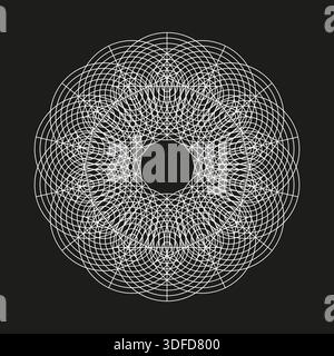 Dot mandala pattern. Circular line shape. Intricate round Vector. Abstract geometric design. EPS 10. Stock Vector