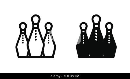 Bowling Icon Design with Bowling Pins and Ball Variations Stock Vector
