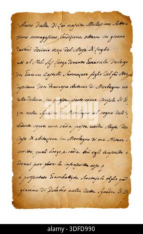Old  vintage manuscript isolated on white background Stock Photo