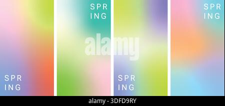 Abstract spring background set for banners, stories and shorts. Bright blur gradient collection Stock Vector