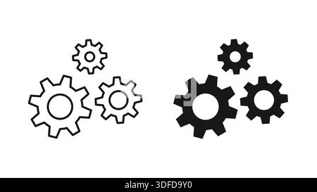 Settings Icon Design with Minimalist and Elaborate Options Stock Vector