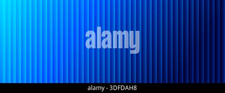 Blue gradient ribbed glass abstract background. Refracted striped creative vector long backdrop for business presentations, web header design Stock Vector