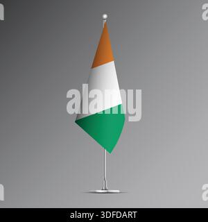 3D realistic flag of Ivory Coast on steel pole Stock Vector Image & Art ...