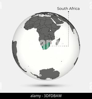 Map of South Africa with Position on the Globe Stock Vector