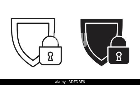 Security Icon Design with Lock and Shield Imagery Stock Vector