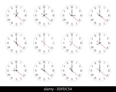Wall Clock Isolated on White Background Stock Vector