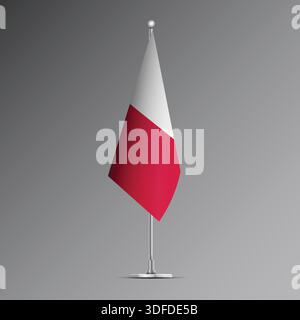 3D realistic flag of Poland on steel pole Stock Vector