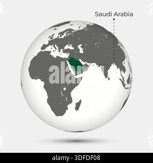 Map of Saudi Arabia with Position on the Globe Stock Vector