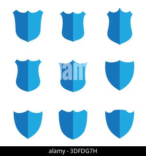 Set of Different Shields for Security Concept Stock Vector