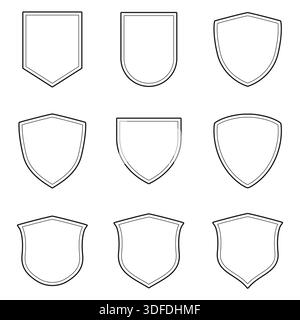 Set of Different Shields for Security Concept Stock Vector