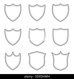 Set of Different Shields for Security Concept Stock Vector