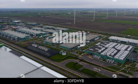 Large Scale AI Data Center Infrastructure Aerial Stock Photo