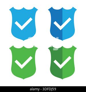 Set of Different Shields for Security Concept Stock Vector