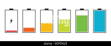Phone Battery Charge Status Flat Symbols Set Stock Vector