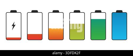Phone Battery Charge Status Flat Symbols Set Stock Vector