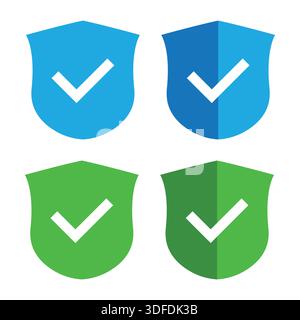 Set of Different Shields for Security Concept Stock Vector