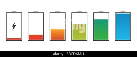 Phone Battery Charge Status Flat Symbols Set Stock Vector