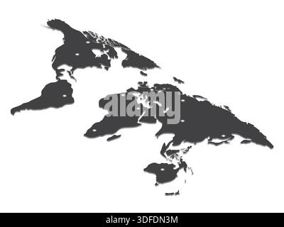 Isometric World Map with all Countries Stock Vector