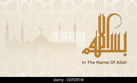 Beautiful Design of Bismillah In the Name of Allah lettering Stock Vector