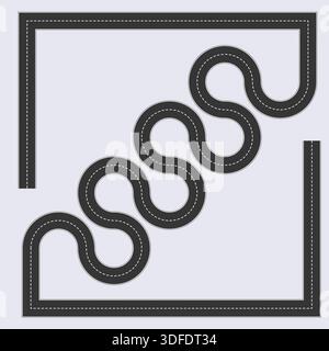 Collection of Connectable Asphalt Street Roads with Marking Stock Vector