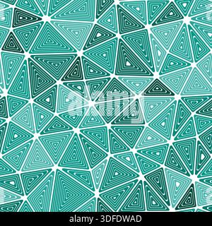 Abstract background with geometric mosaic shapes. Medium triangles size. Multiple repeated inner triangles. Monotone style. Repeatable pattern. Stock Vector