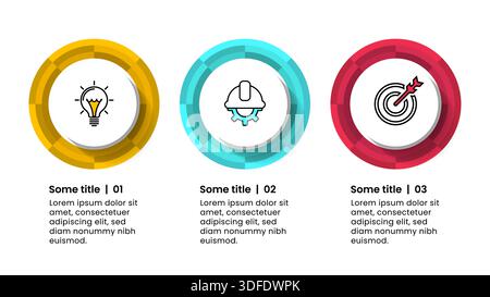 Infographic template with icons and 3 options or steps. Circles. Can be used for workflow layout, diagram, banner, webdesign. Vector illustration Stock Vector