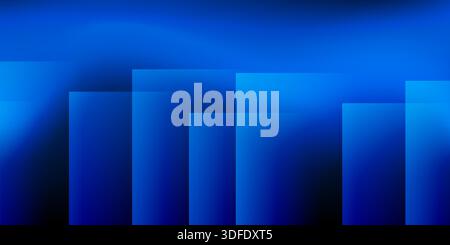 A modern abstract design featuring a smooth blue lit gradient background with overlapping transparent squares pattern. Harmonious colors, professional Stock Vector