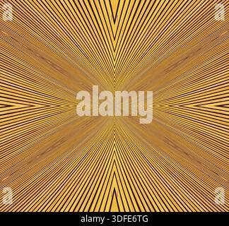 Abstract photo montage of yellow orange timber. Converging lines of planks Stock Photo