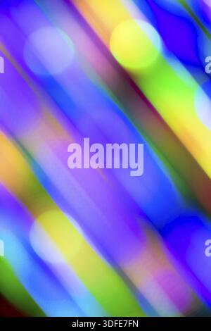 Diagonal blurred lines of color lights. Colorful lights blurred by motion Stock Photo