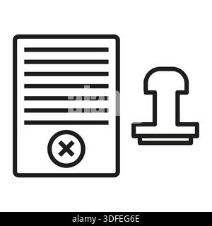 Document stamp icon. Rejected paper symbol. Official refusal Vector form. Approval denial concept. Stock Vector