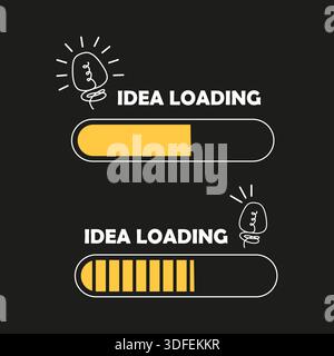Idea loading Vector. Progress bar illustration. Creative thinking concept. Black background design. Stock Vector