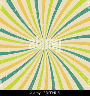 Abstract 70s starburst pattern Swirl retro background with Vintage grunge texture Stock Vector