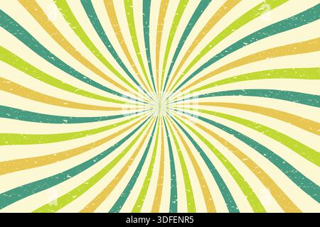 Abstract 70s starburst pattern Swirl retro background with Vintage grunge texture Stock Vector