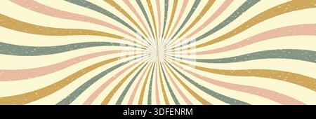 Abstract 70s starburst pattern Swirl retro background with Vintage grunge texture Stock Vector