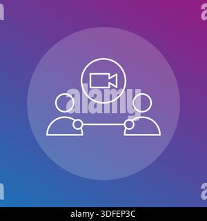 Online meeting illustration. Group video conference symbol. Business telecommuting emblem. Vector communication concept. Stock Vector