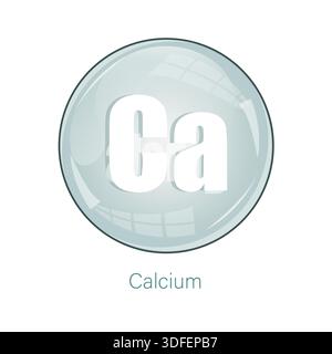 Blue Calcium sphere. Professional Vector illustration. Nutritional minerals supplements. Glossy pharmaceuticals capsules. Stock Vector