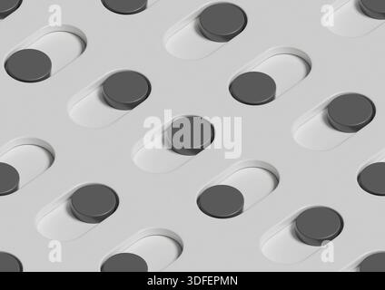 Toggle switch buttons isometric seamless pattern. 3d illustration. Stock Photo