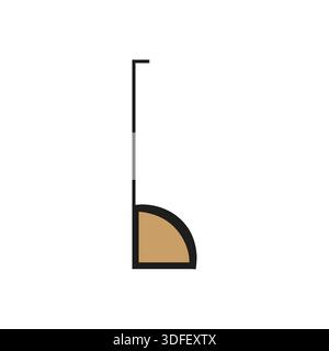 Quarter circle icon. Geometric angle shape. Technical symbol Vector. Beige corner sign. EPS 10. Stock Vector