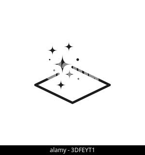 Clean surface icon. Shiny floor or tabletop linear symbol. Black sparkling plane Vector. Polished finish concept art. EPS 10. Stock Vector